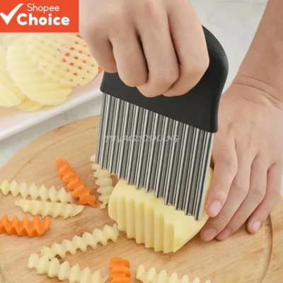 Aço Inoxidável Cortador de Cozinha Batata Chip Massa Vegetal Frutas Ondulado
